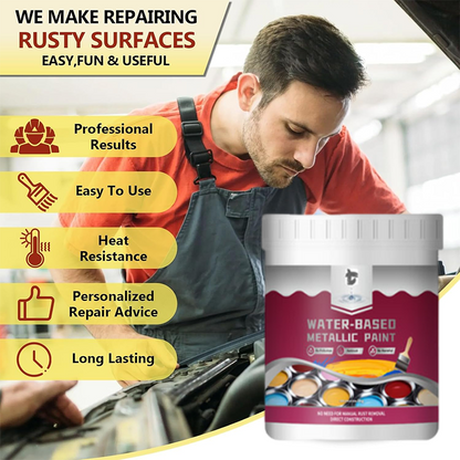 ⏳Time-Limited Special⏰Rust Converter Metallic Paint – One coat stops rust. no sanding. no fumes. Dries to a sleek metal finish. Perfect for garden tools & gates. 🔨🛡️