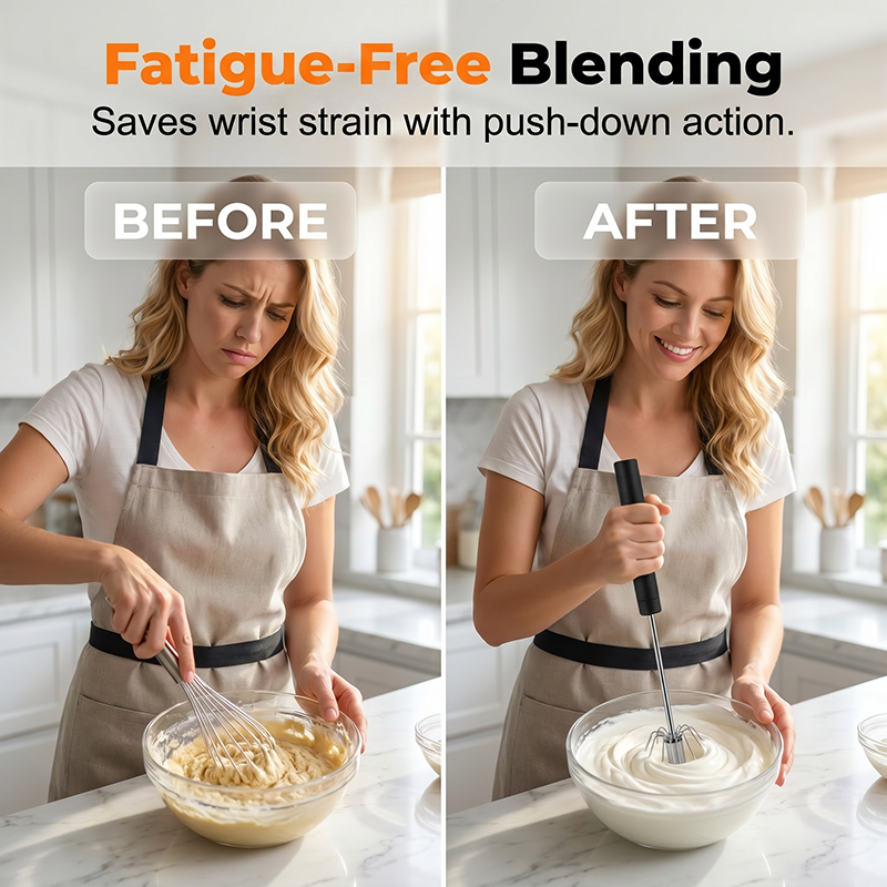 🥚 BUY 2 GET 1 FREE! 🔥 Stainless Steel Semi-Automatic Hand Egg Beater – Fast & durable – Perfect for eggs. batter or cream – smooth whisking without effort 🍳
