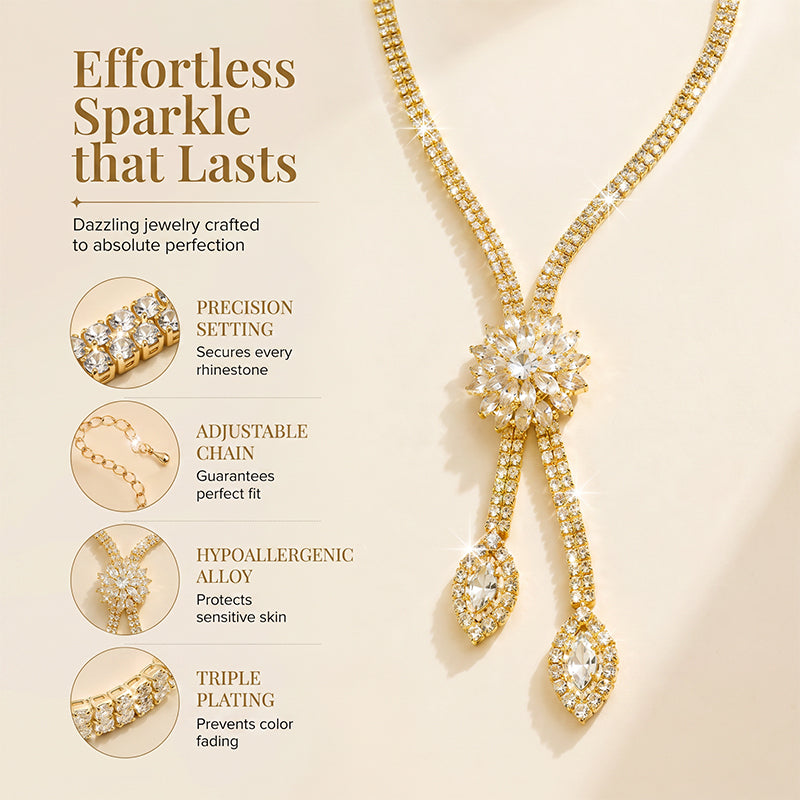 🌸 50% OFF NOW! 🌸Women's Zircon Flower Necklace Earrings Set color option