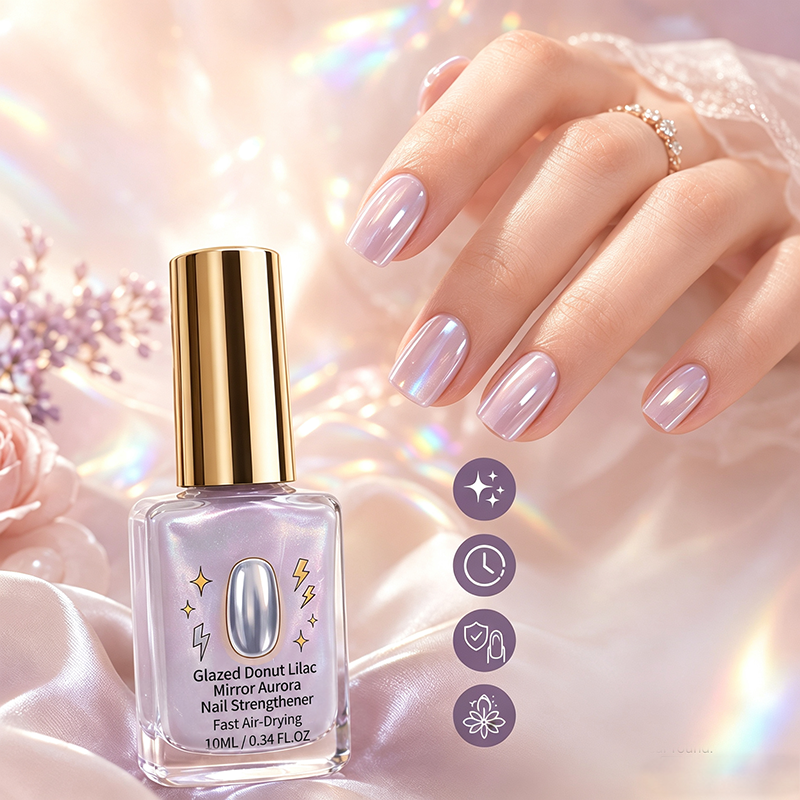 📢📢40% OFF !! ⏰Lilac Glossy Mirror Nail Strengthener in daily nail routine